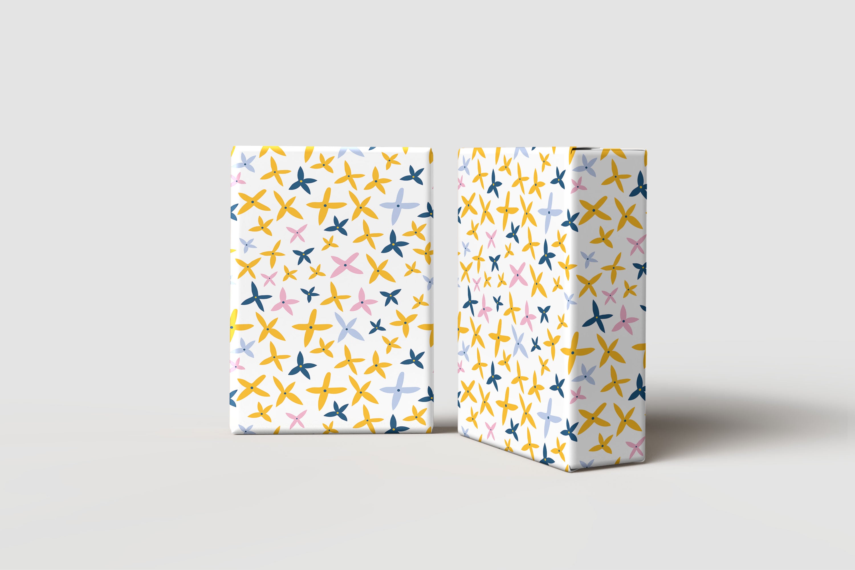 Playful Yellow & Pink Floral Wrapping Paper – Modern Minimalist Gift Wrap with Scattered Petals