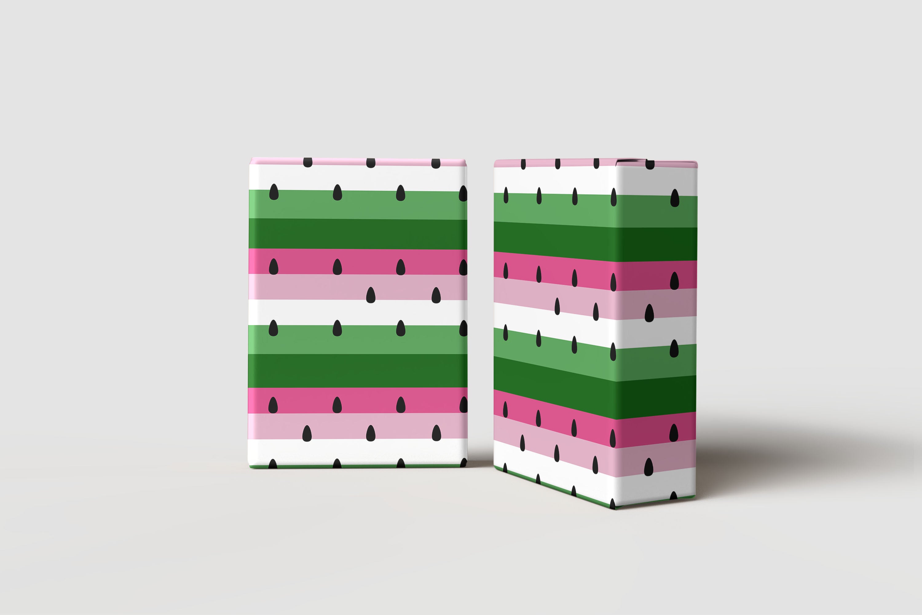 Watermelon Stripe Wrapping Paper – Summer Fruit Design with Pink, Green & Seed Motif