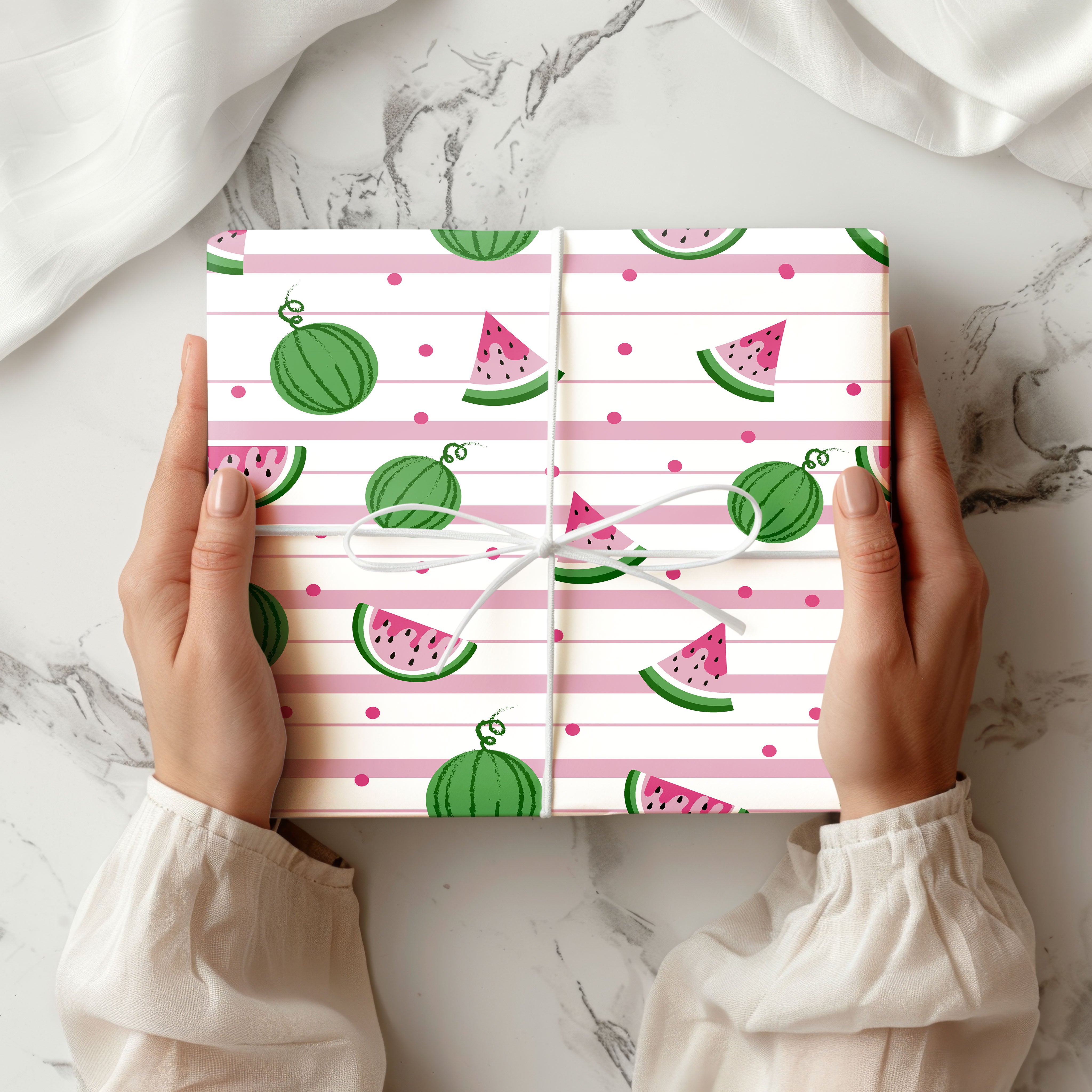 Watermelon Stripe Wrapping Paper – Fun Summer Fruit Gift Wrap for Parties & Birthdays