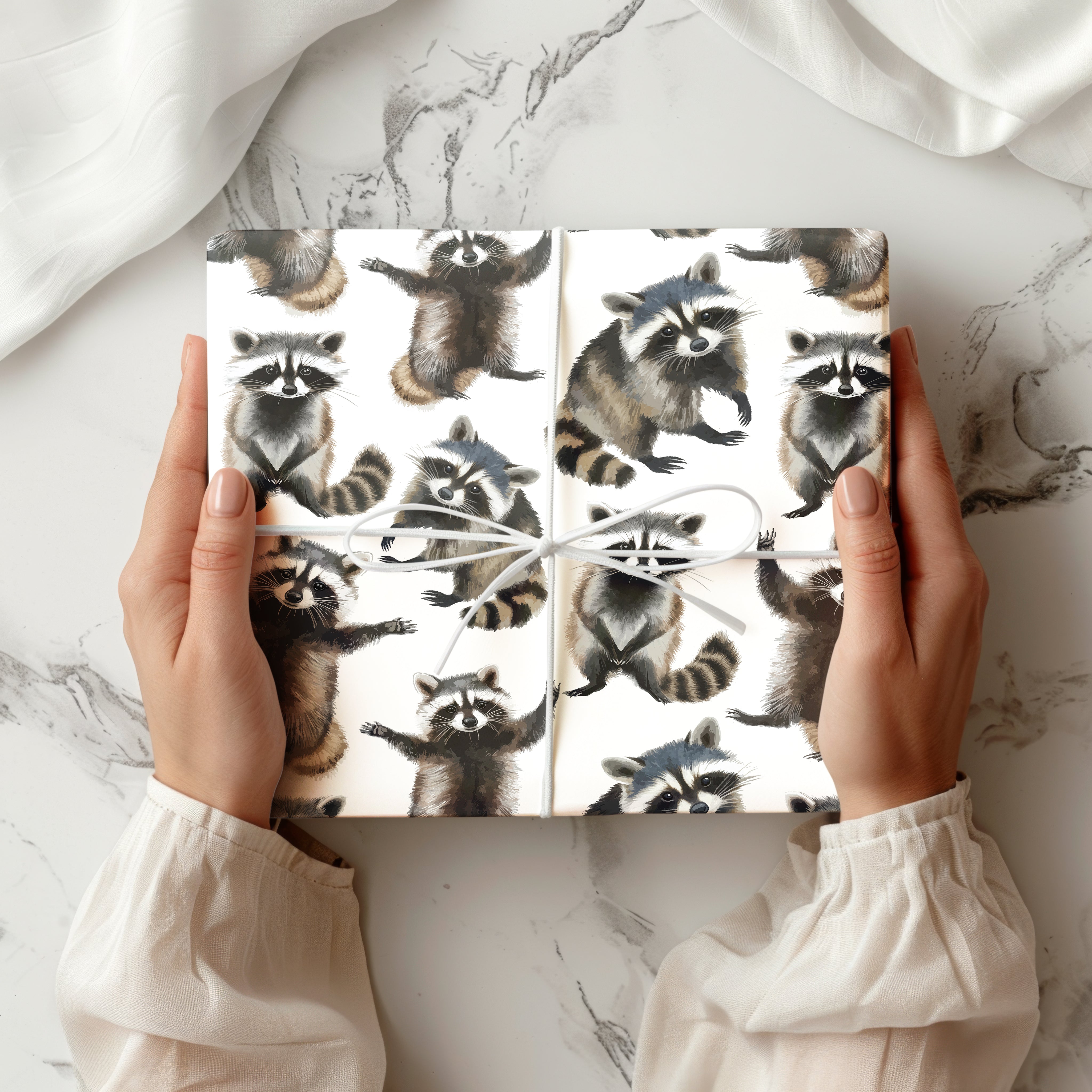 Raccoon Wrapping Paper – Adorable Woodland Animal Gift Wrap Multiple Colours