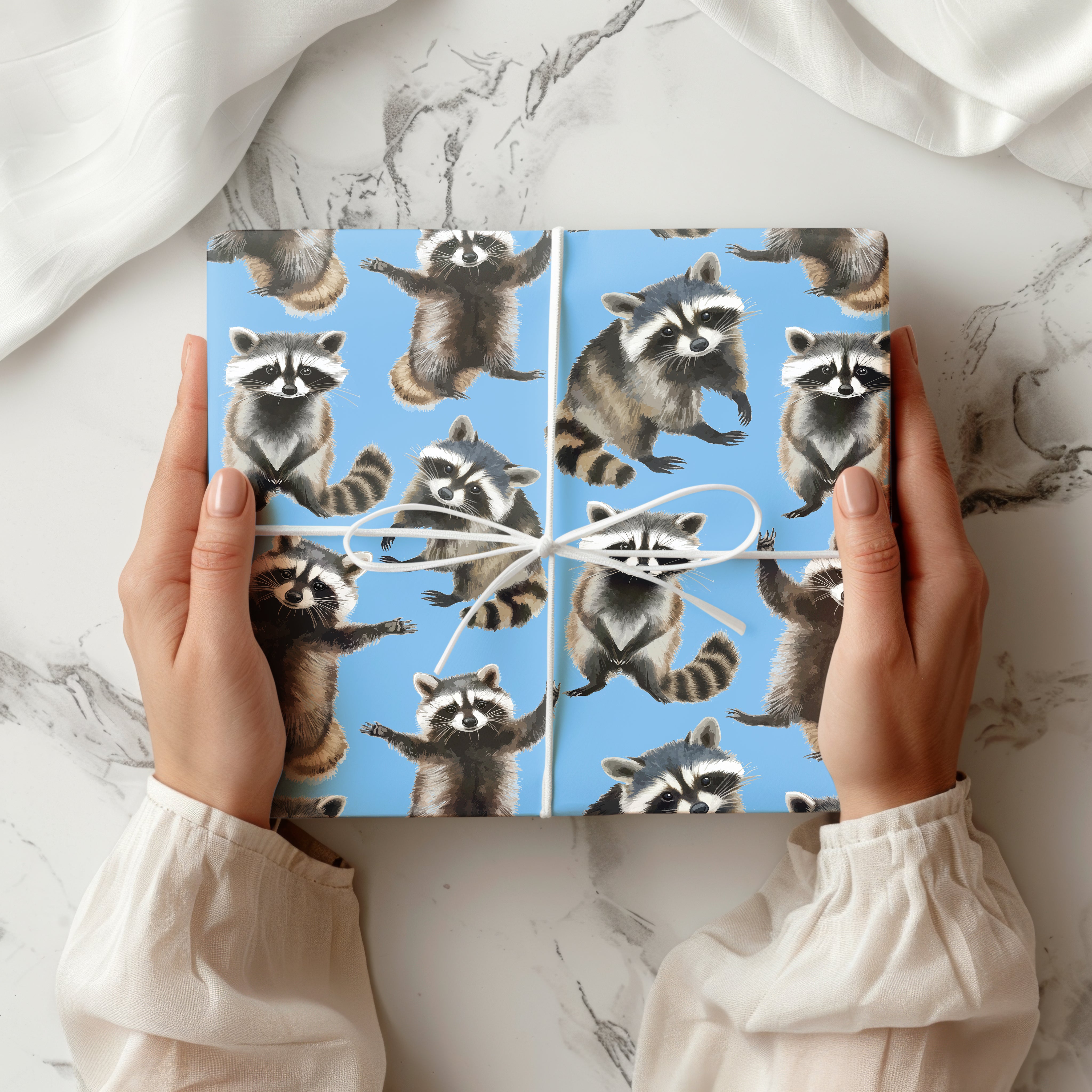 Raccoon Wrapping Paper – Adorable Woodland Animal Gift Wrap Multiple Colours