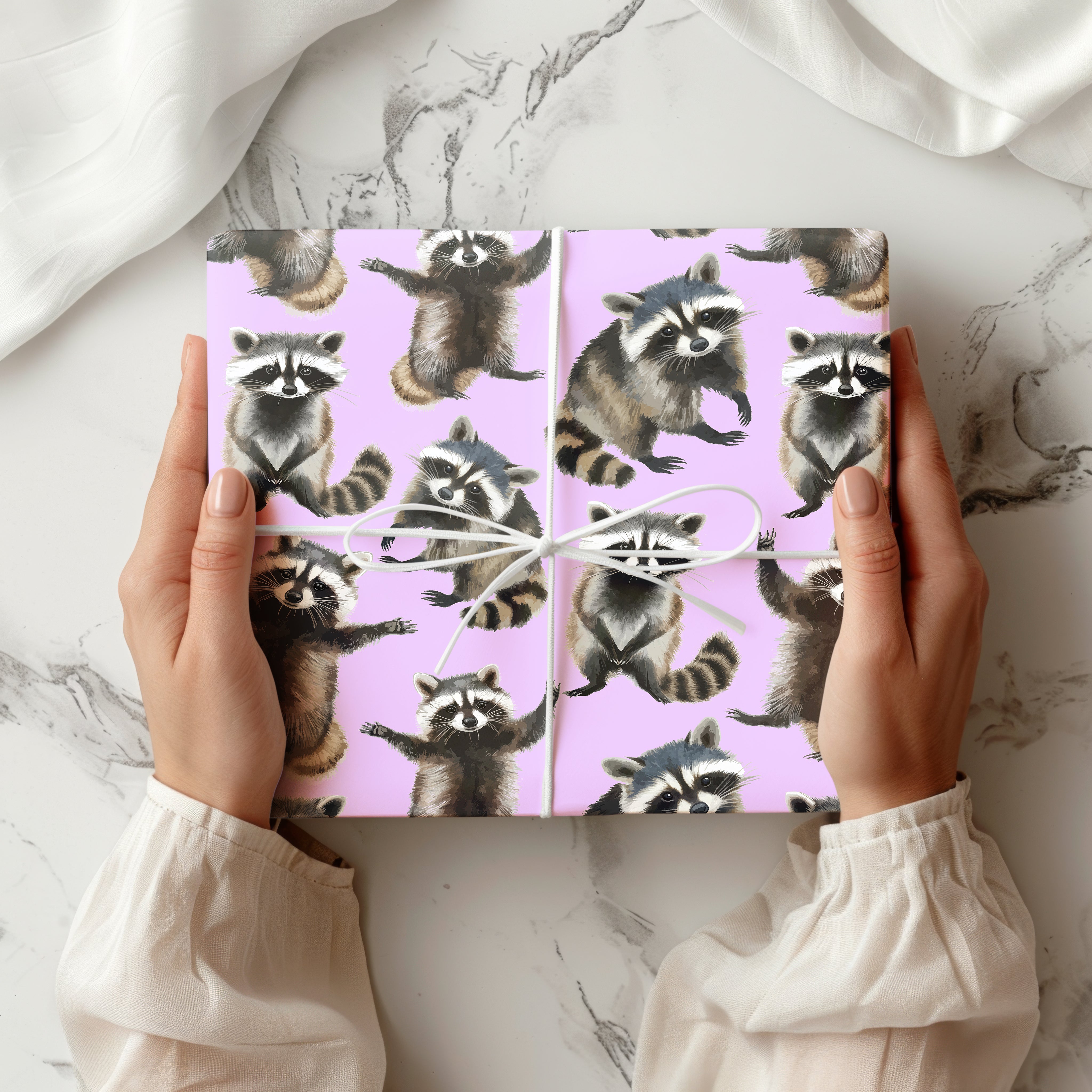 Raccoon Wrapping Paper – Adorable Woodland Animal Gift Wrap Multiple Colours