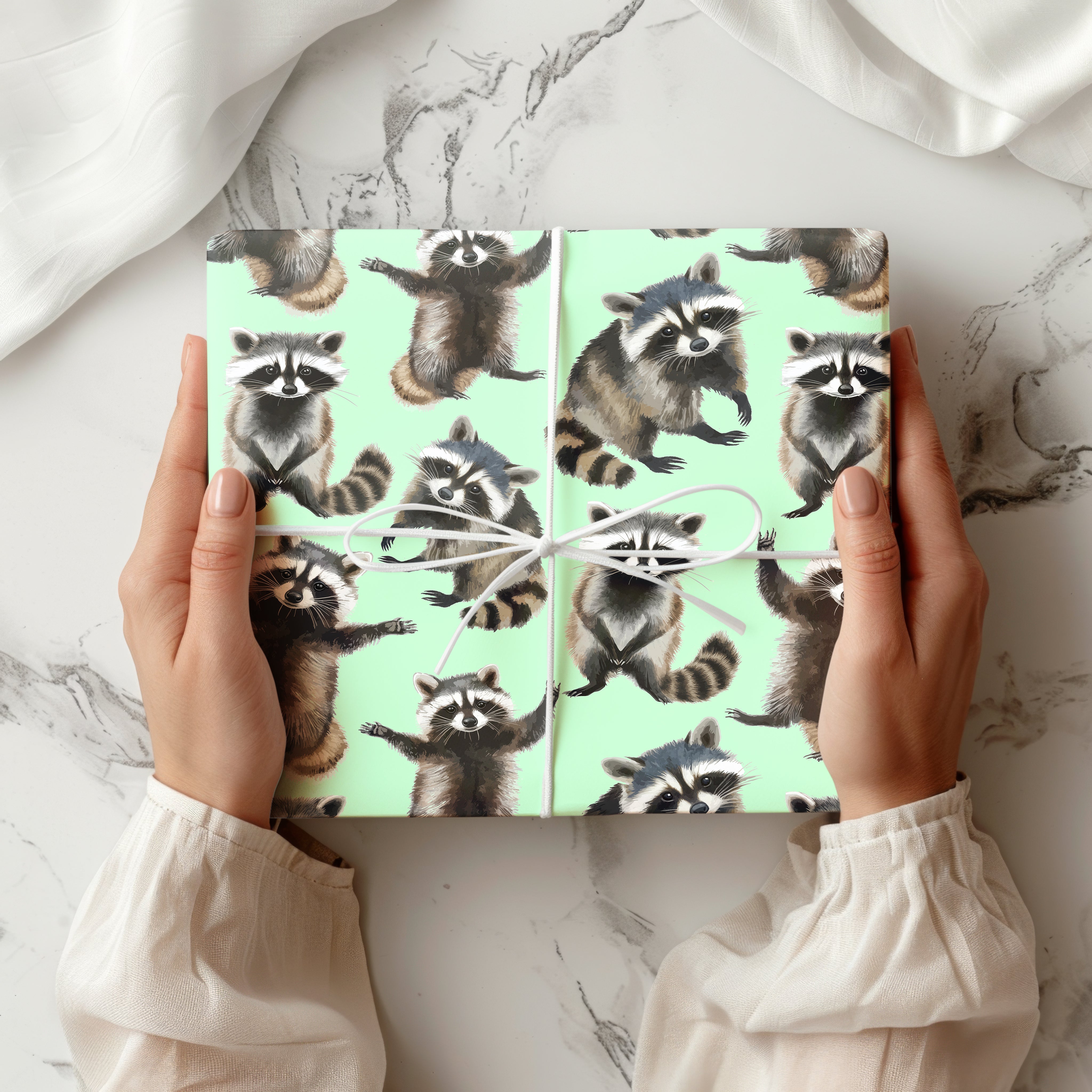 Raccoon Wrapping Paper – Adorable Woodland Animal Gift Wrap Multiple Colours