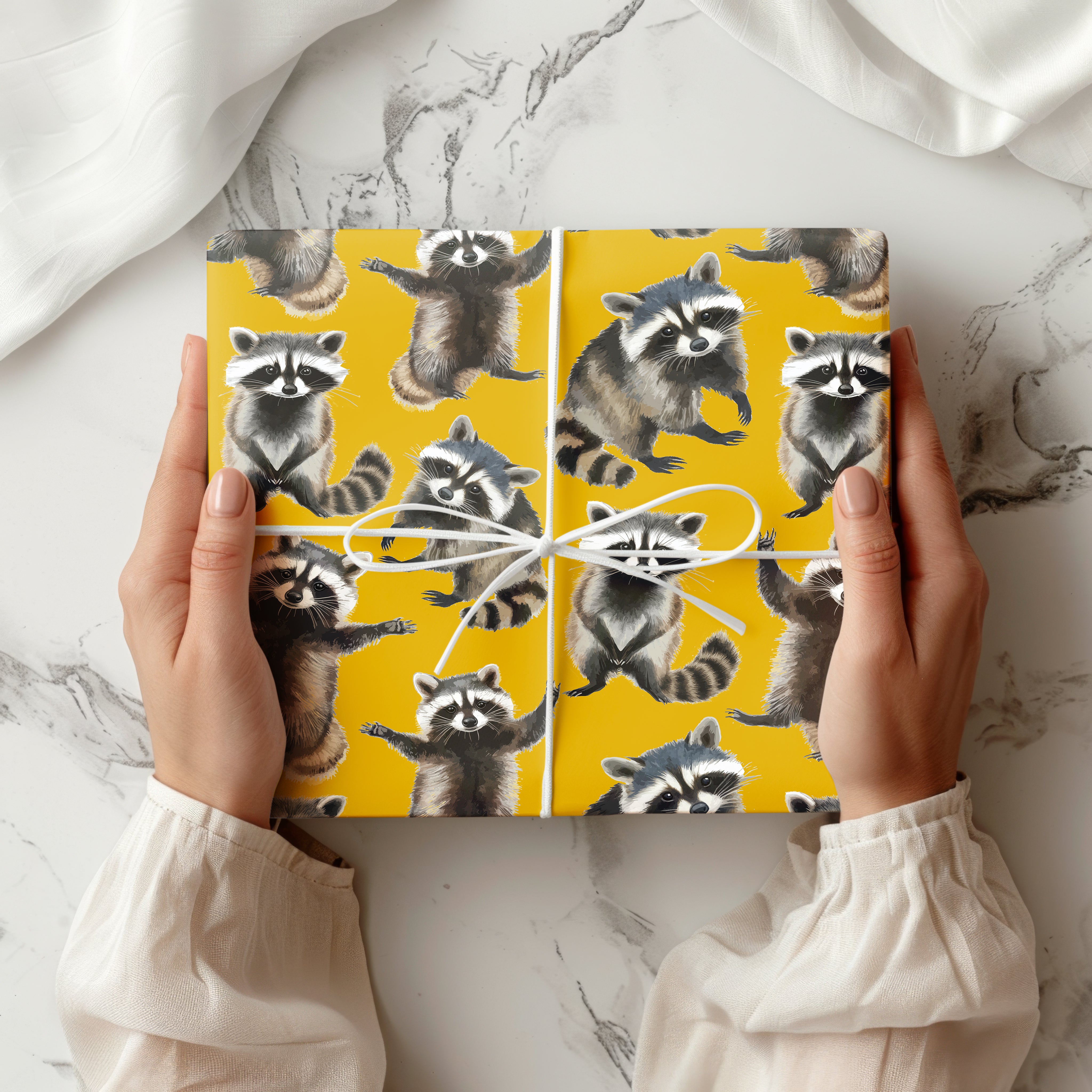 Raccoon Wrapping Paper – Adorable Woodland Animal Gift Wrap Multiple Colours