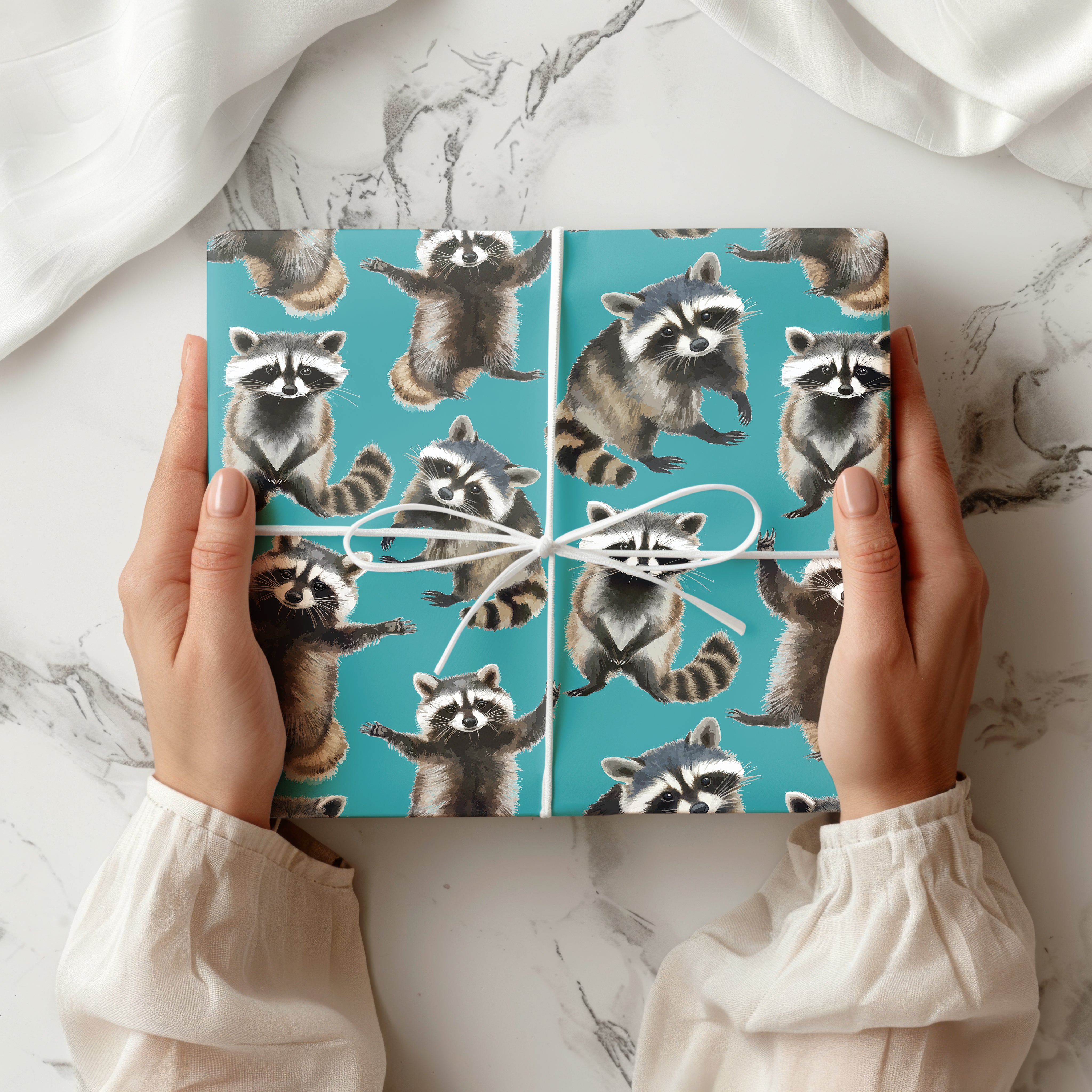 Raccoon Wrapping Paper – Adorable Woodland Animal Gift Wrap Multiple Colours