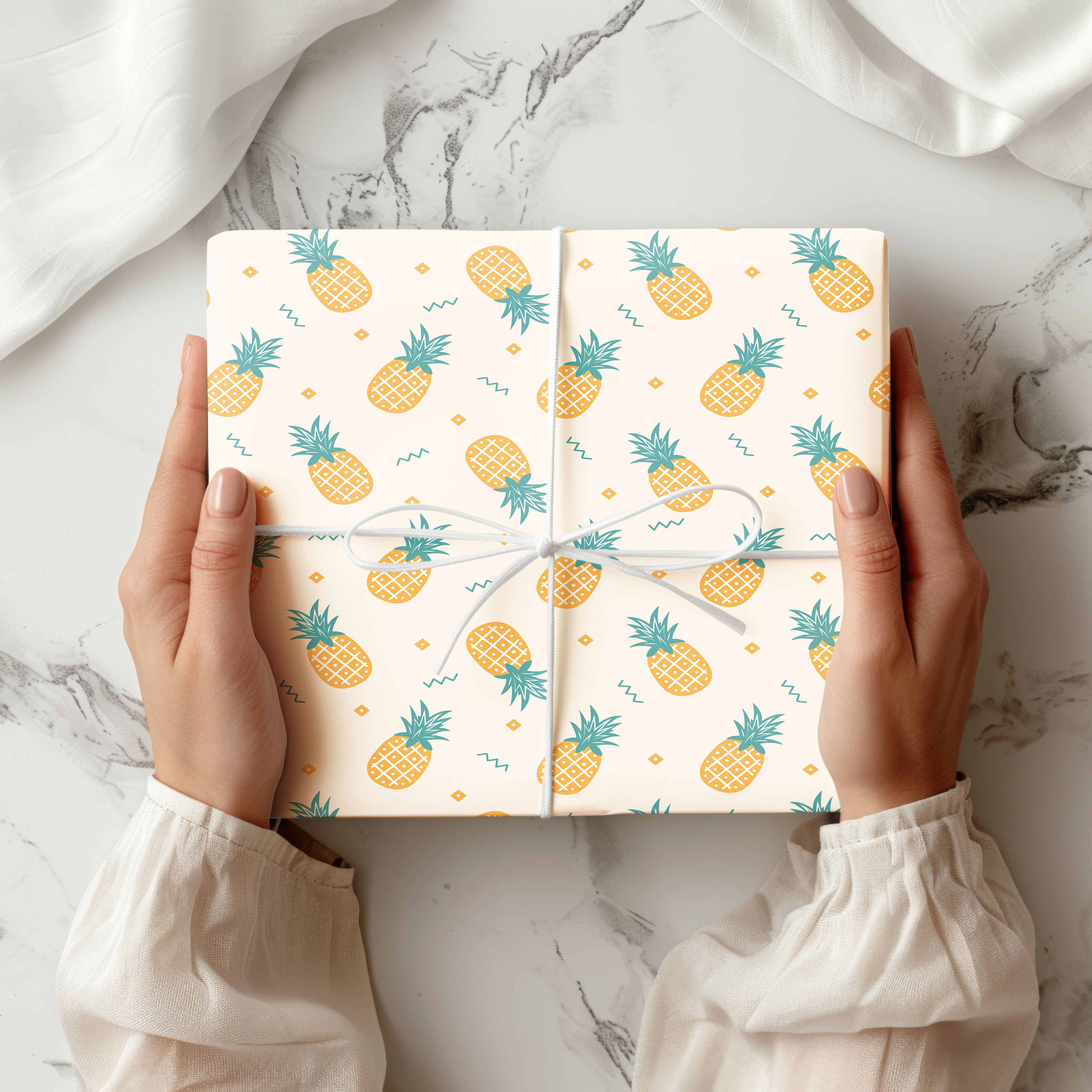 Tropical Pineapple Gift Wrapping Paper Sheets – Pack of 2 50x70cm