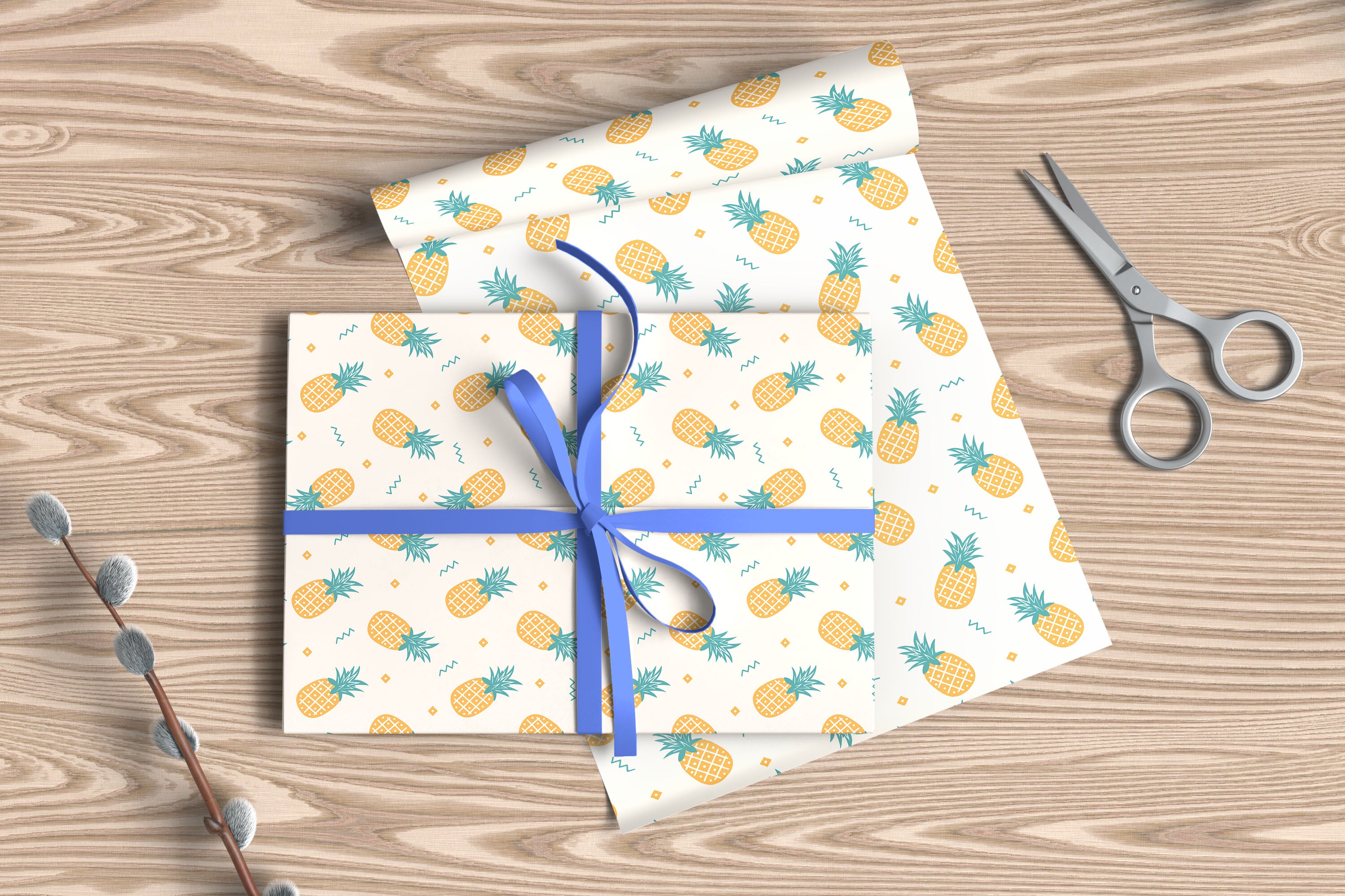 Tropical Pineapple Gift Wrapping Paper Sheets – Pack of 2 50x70cm