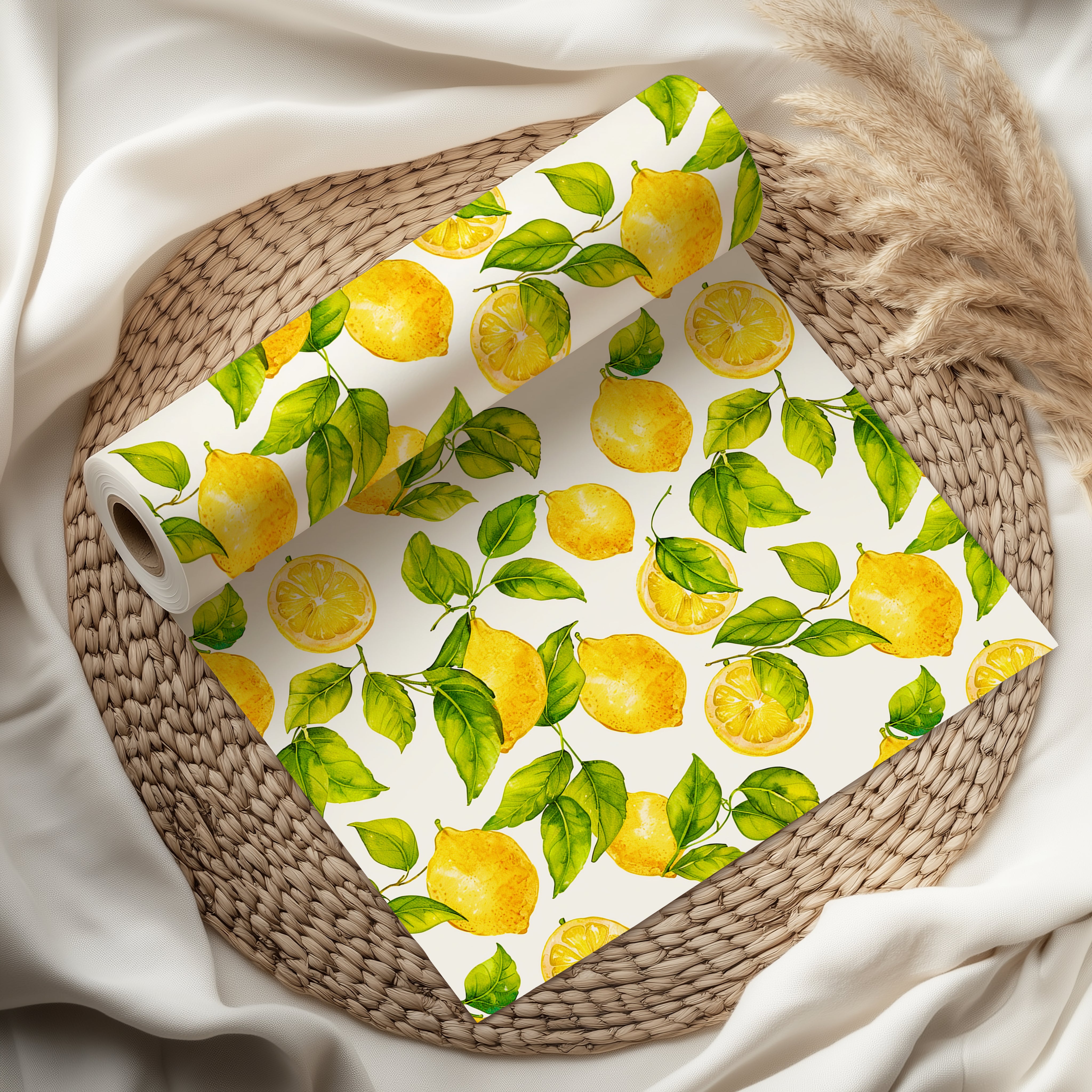 Cute Lemon Wrapping Paper Sheet – Watercolour Gift Wrap for Summer Birthdays or Kitchen-Themed Gifts