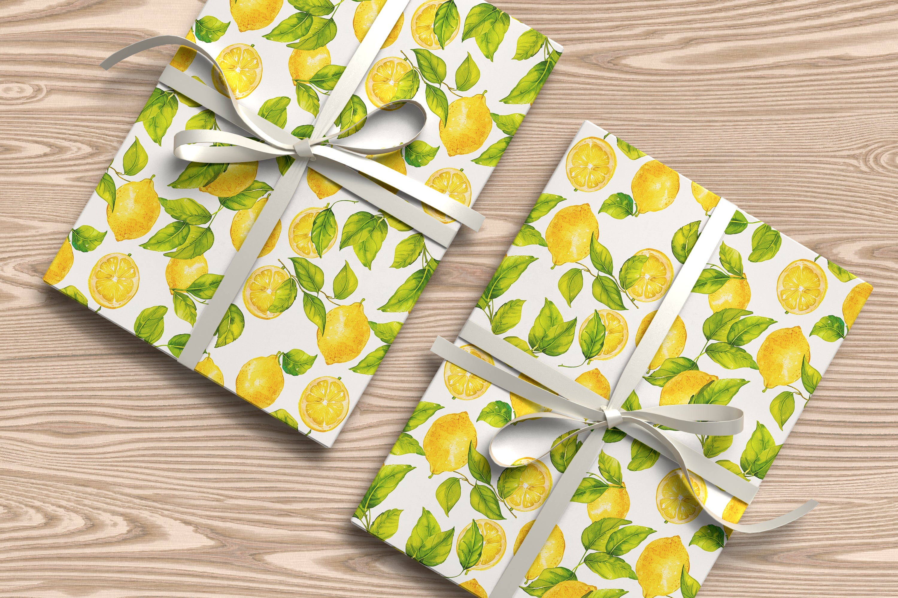 Cute Lemon Wrapping Paper Sheet – Watercolour Gift Wrap for Summer Birthdays or Kitchen-Themed Gifts