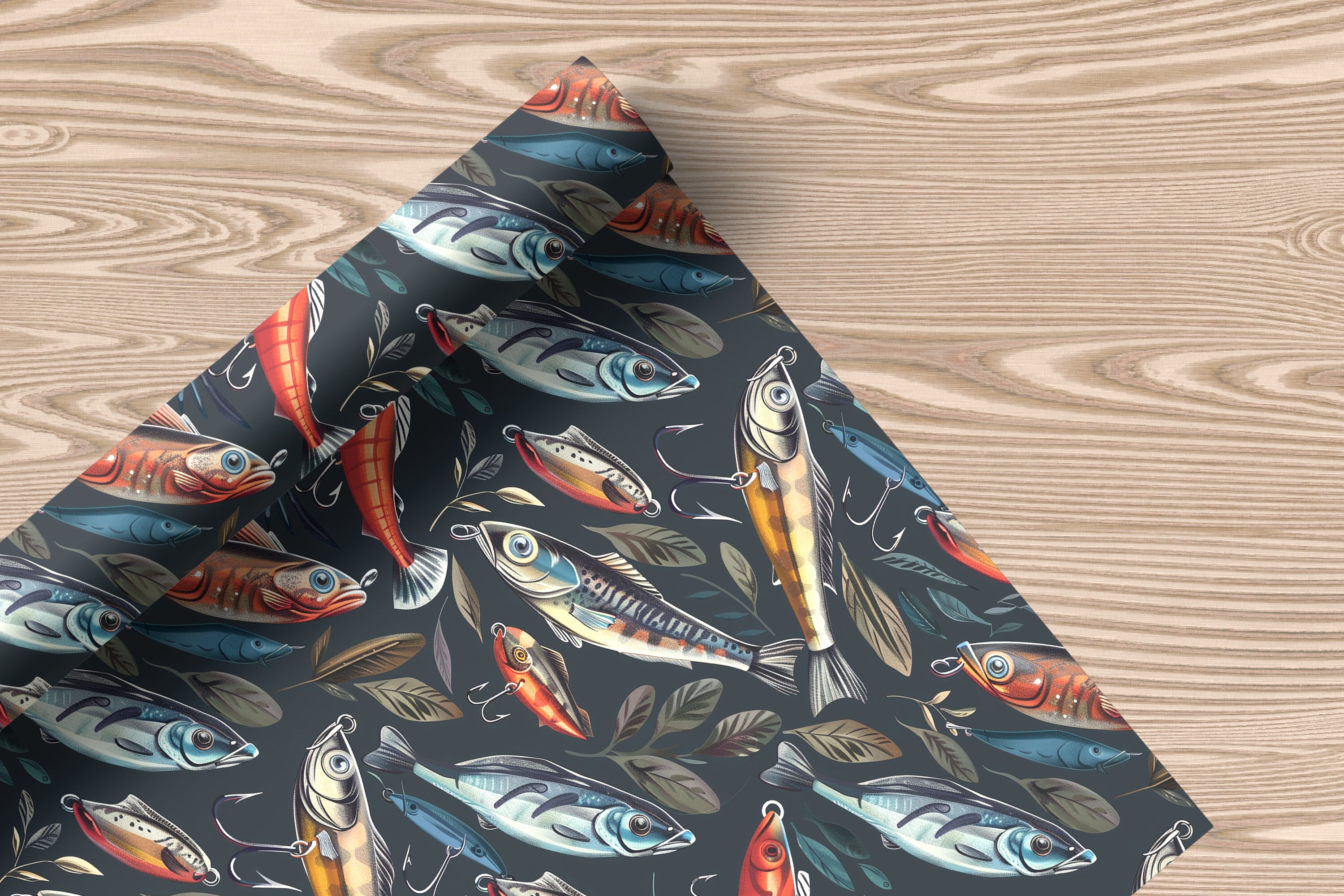 Fishing Lure Wrapping Paper Sheet – Watercolour Fish Gift Wrap for Fishermen and Anglers, Charcoal Black