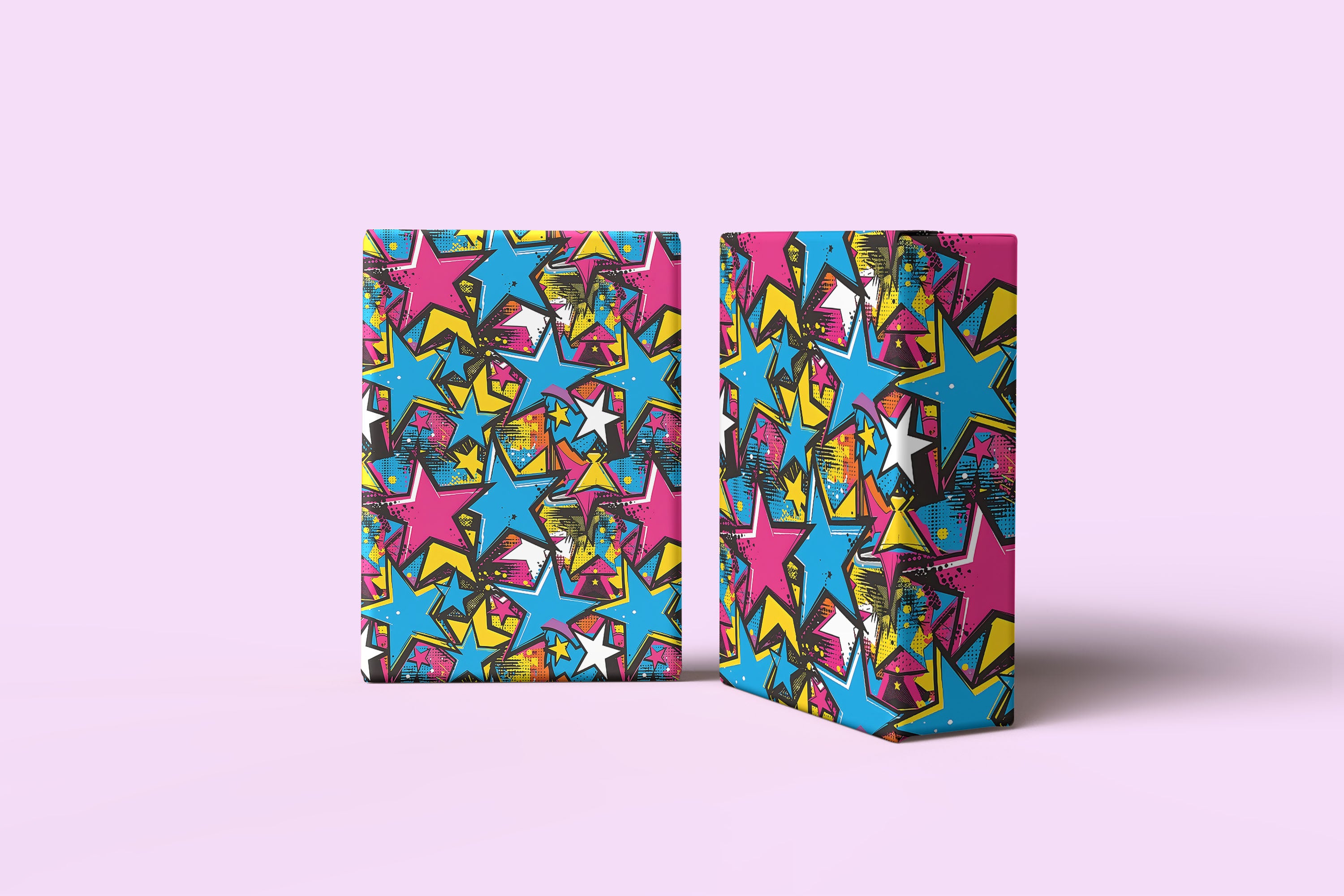 Retro Graffiti Stars Gift Wrapping Paper Sheets – Pack of 2 50x70cm