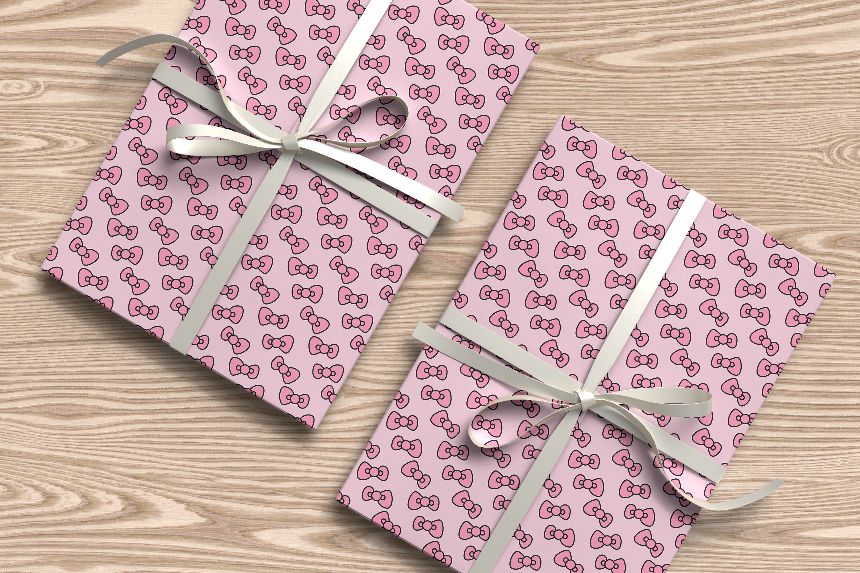 Cute Pink Bow Wrapping Paper Sheet – Adorable Gift Wrap for Girls' Birthdays, Baby Showers, or Parties, Pink