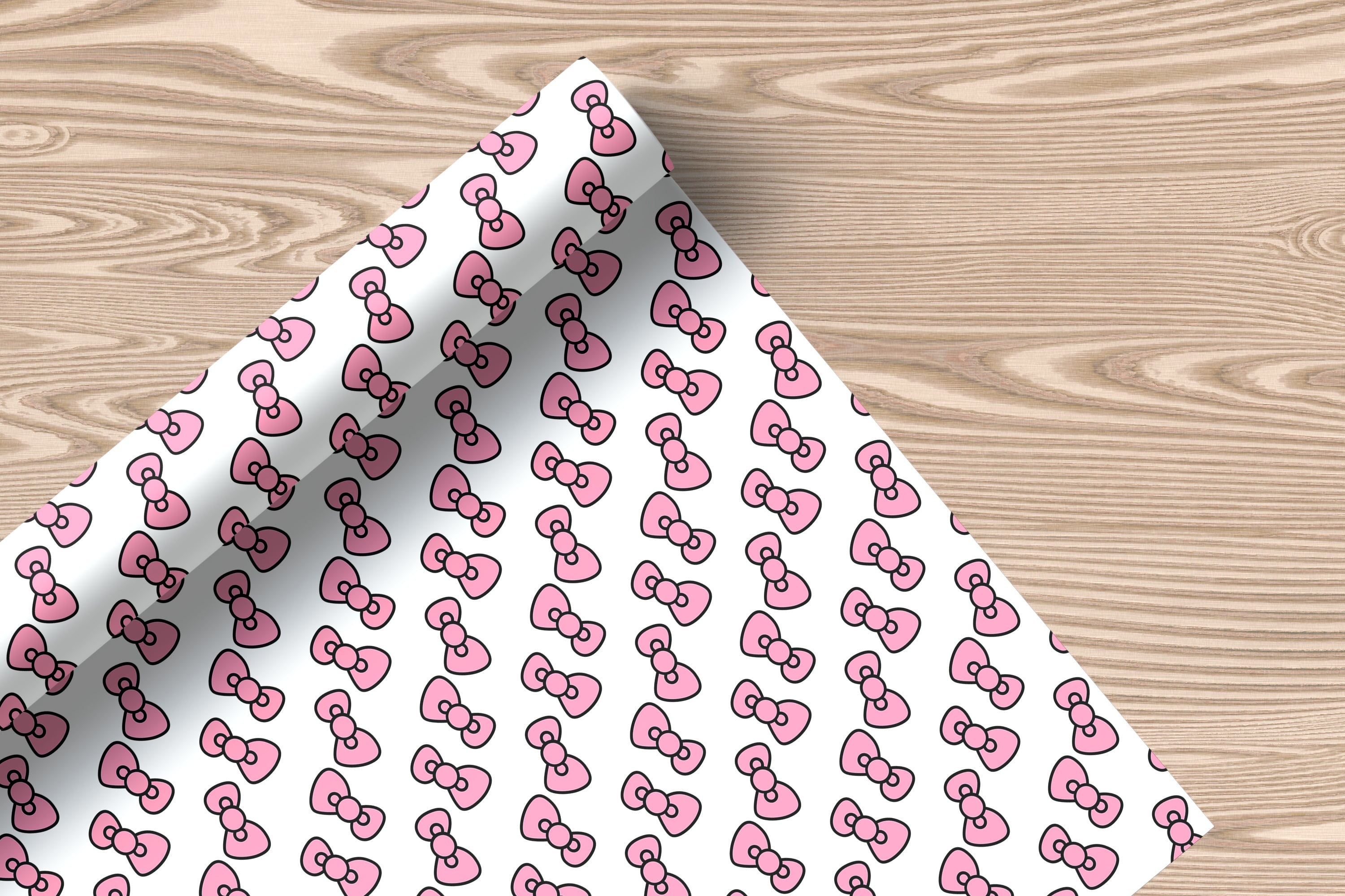 Cute Pink Bow Wrapping Paper Sheet – Adorable Gift Wrap with Bows for Girls' Birthdays, Baby Showers, or Parties, White