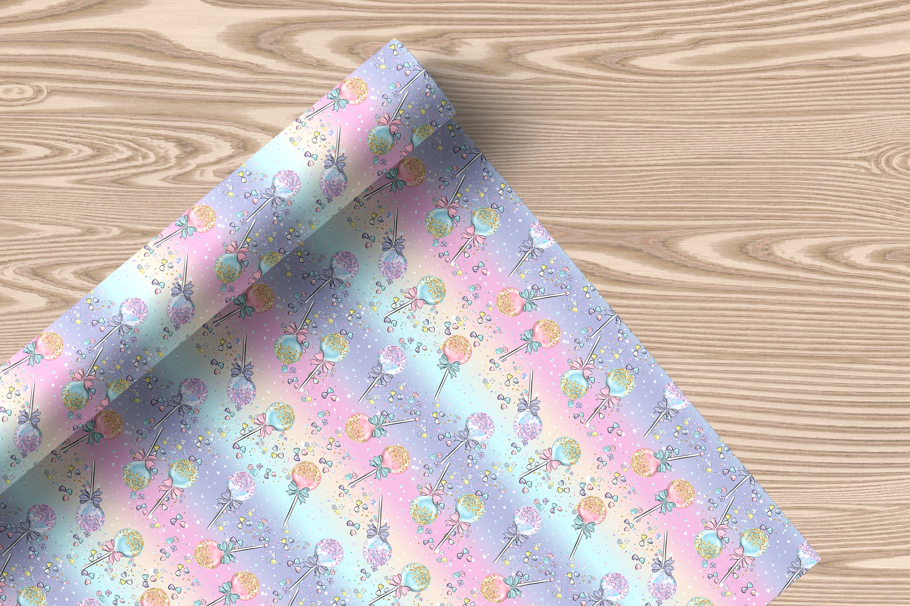 Magic Wand Wrapping Paper Sheet – Pastel Watercolour Gift Wrap with Unicorn Wands for Princess Birthdays, Multicolour