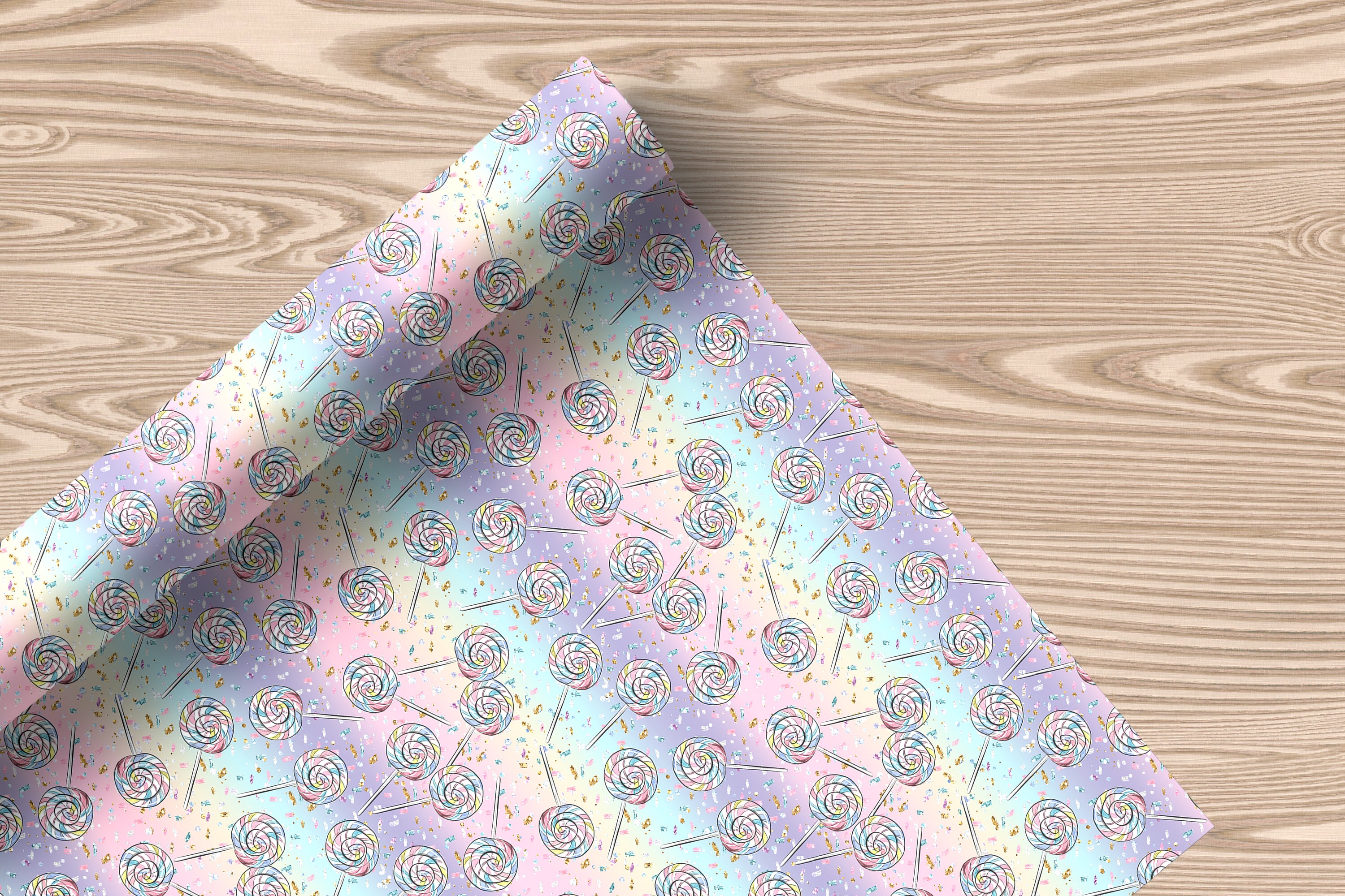 Lollipop Wrapping Paper Sheet – Pastel Gift Wrap with Lollipops and Confetti for Kids' Birthdays, Multicolour
