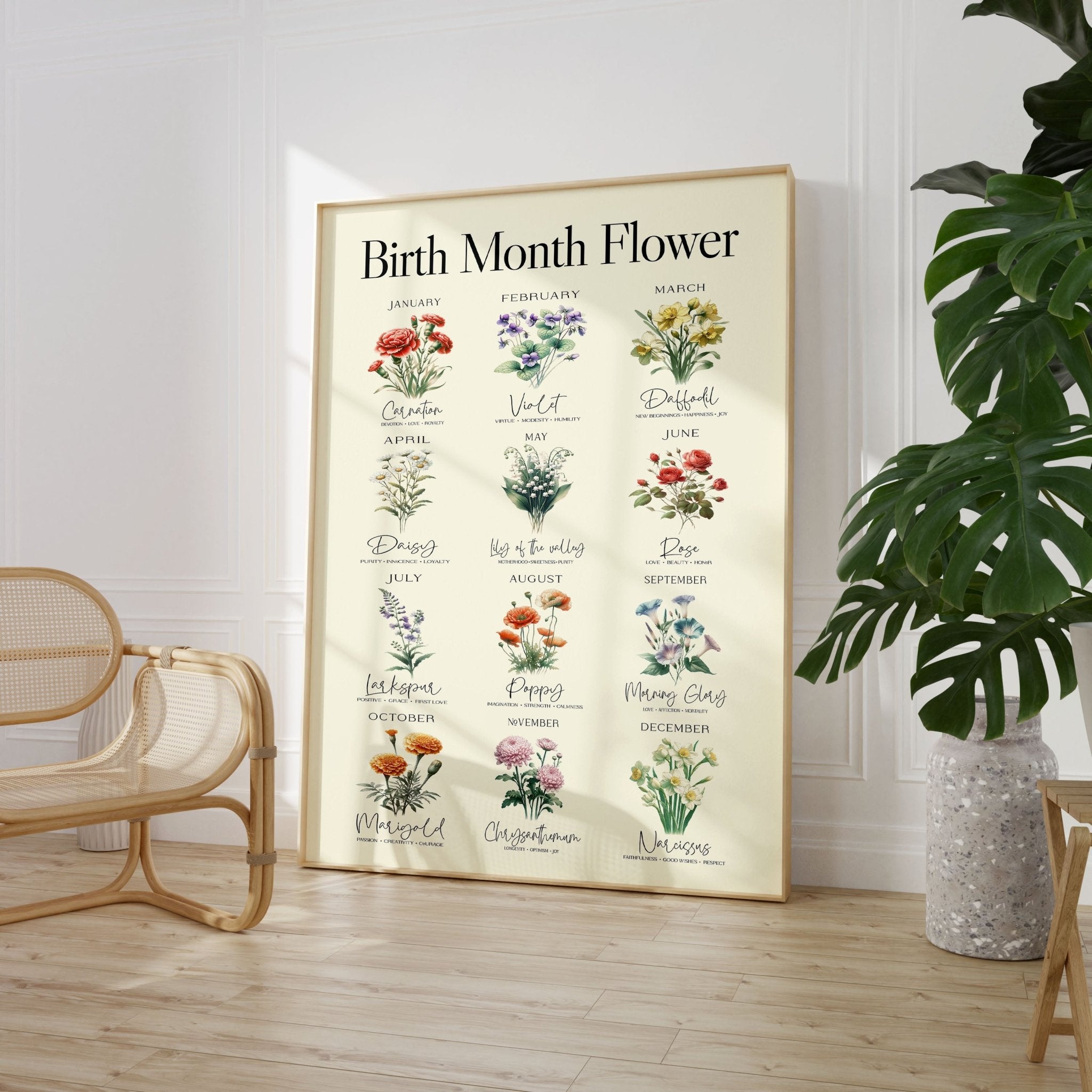 birth month house plants Birth Month Flower Classic Poster – House of Binky