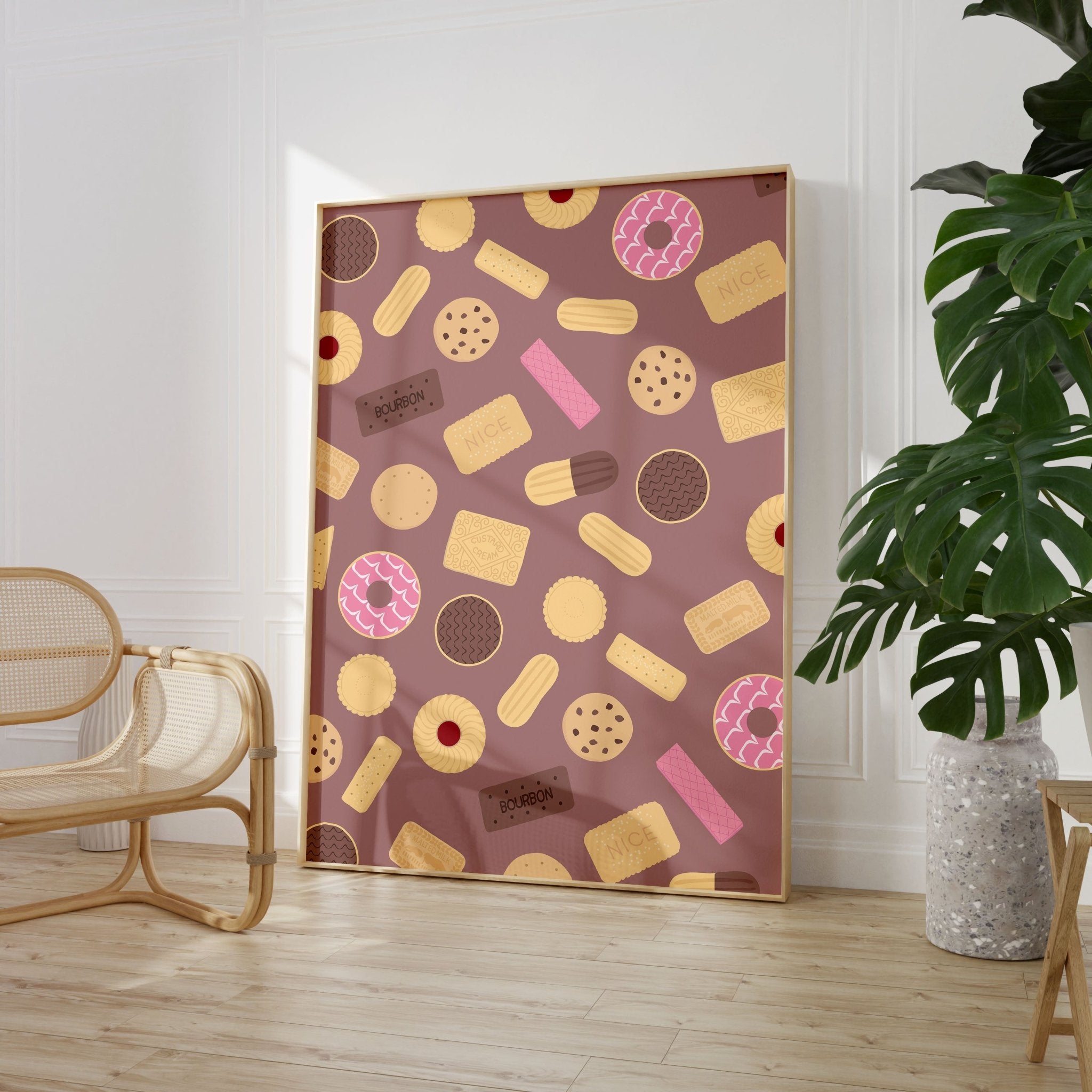 Classic British Biscuits Pattern Print Dusky Rose - House of Binky