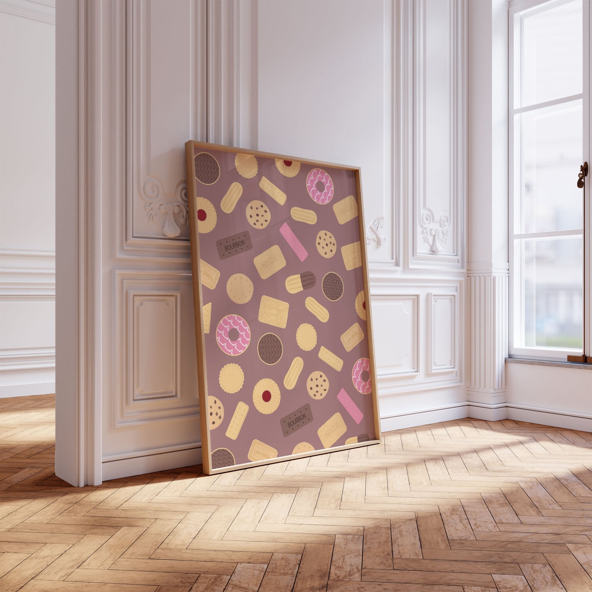 Classic British Biscuits Pattern Print Dusky Rose - House of Binky