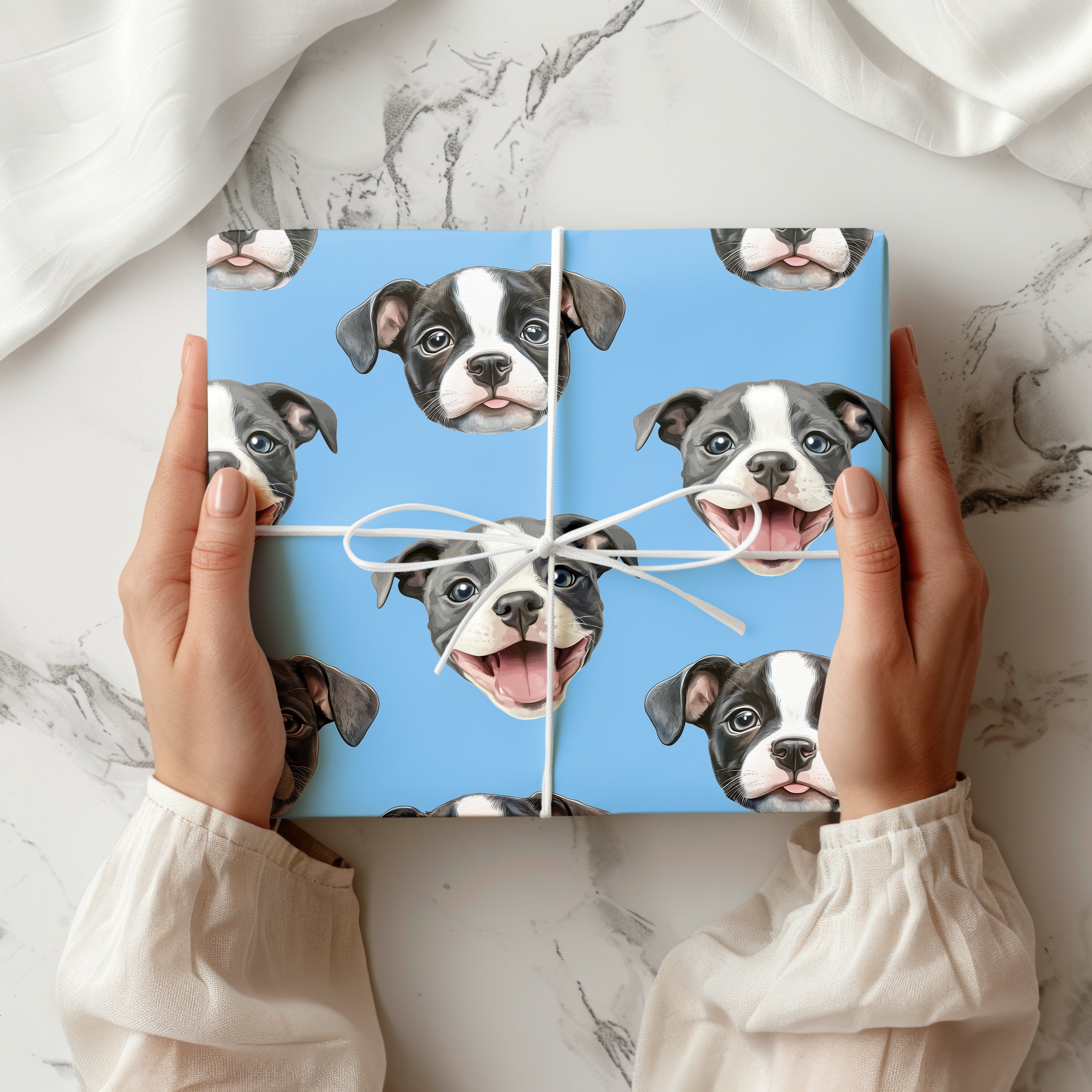 Watercolour Boston Terrier Wrapping Paper Sheet – Cute Dog Gift Wrap for Pet Owners or Birthdays