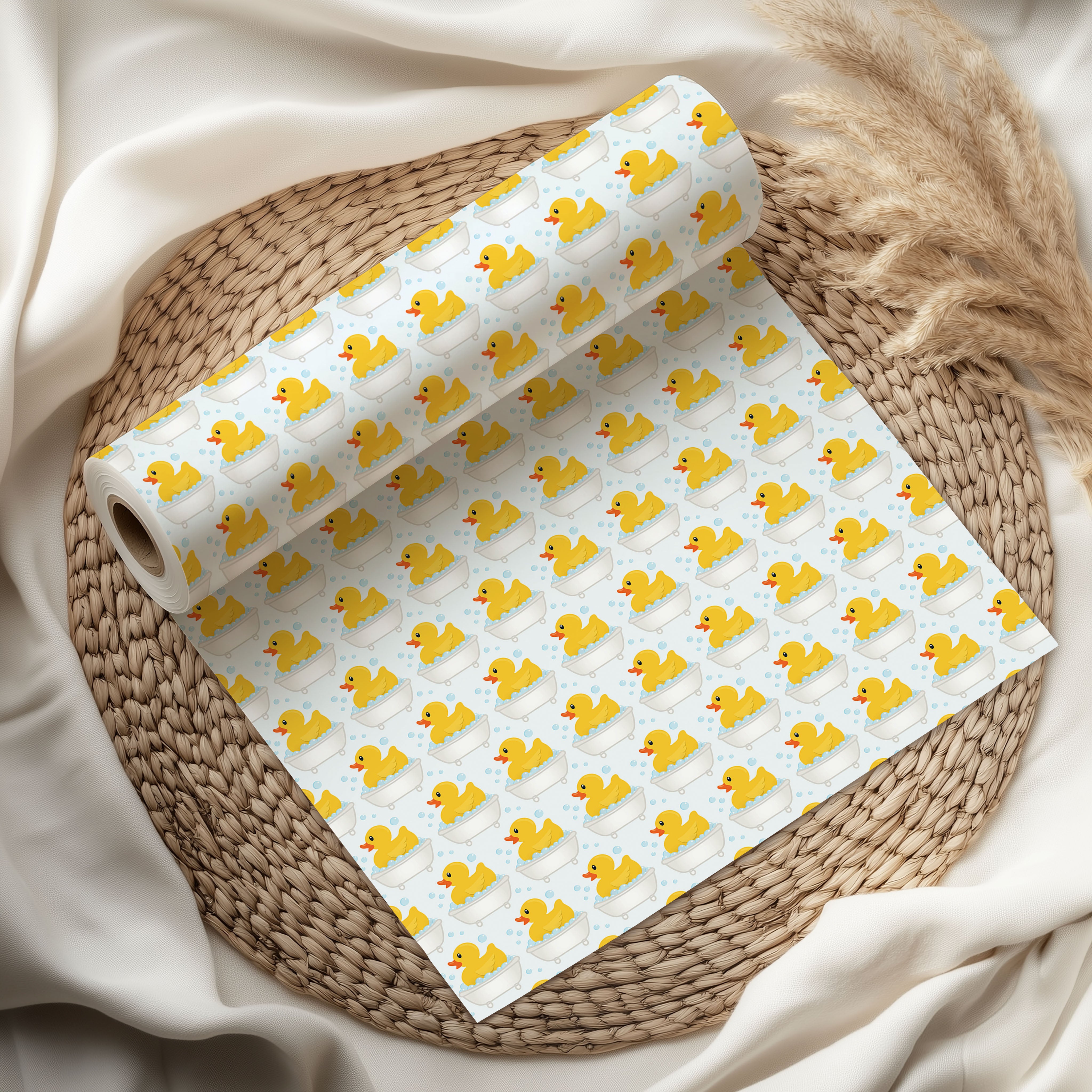 Yellow Rubber Duck Bathtub Gift Wrapping Paper Sheets – Pack of 2 50x70cm