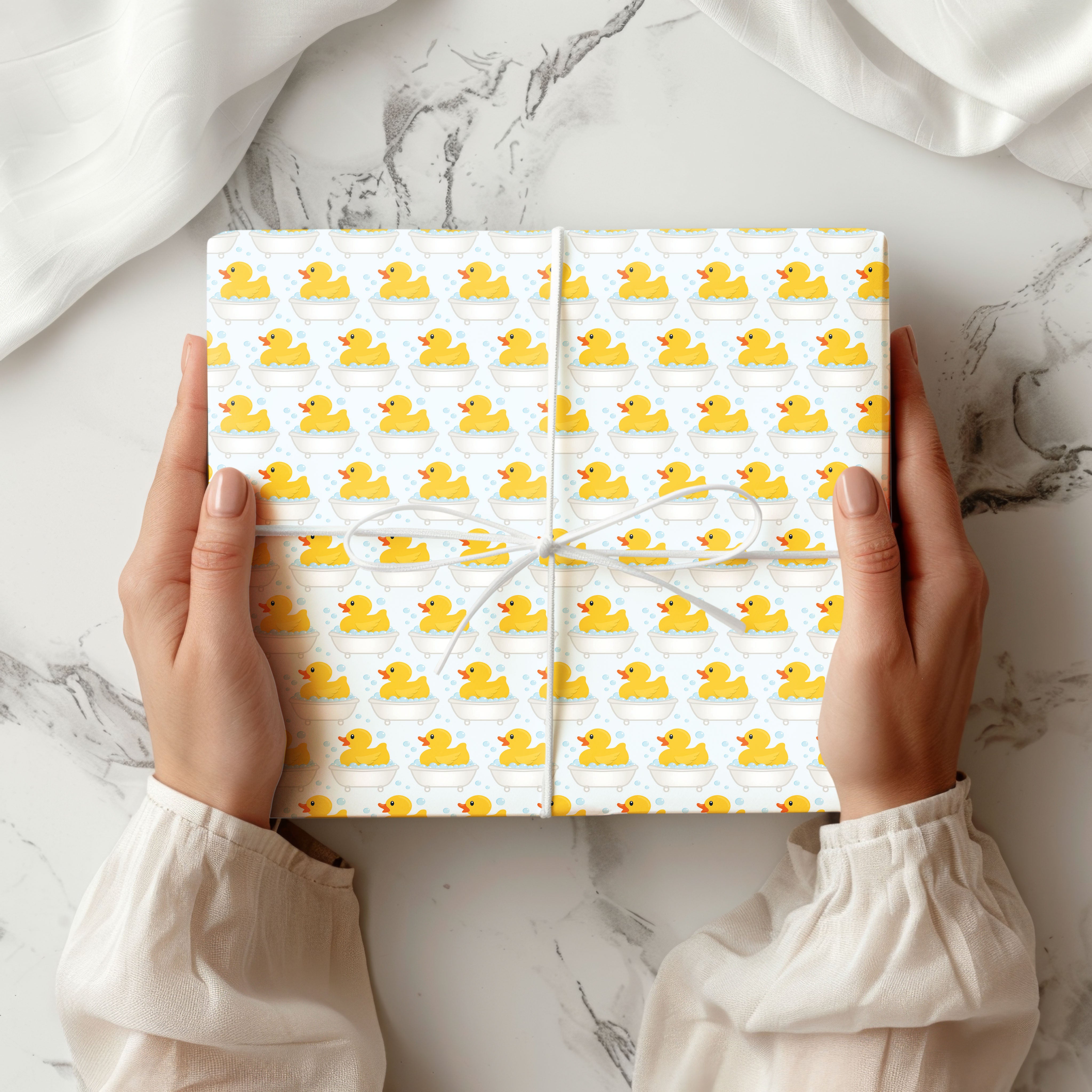 Yellow Rubber Duck Bathtub Gift Wrapping Paper Sheets – Pack of 2 50x70cm
