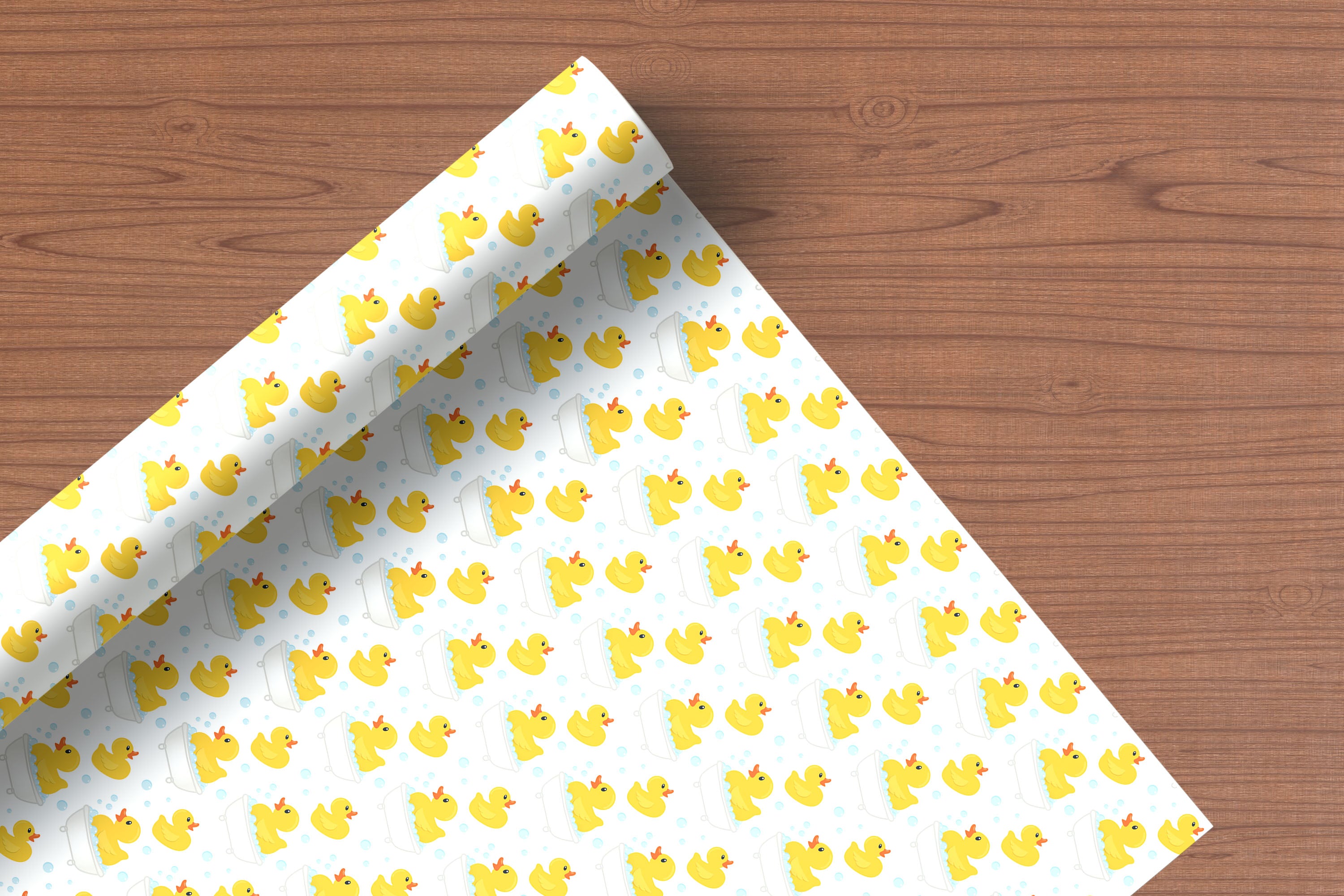 Mini Rubber Ducks & Bubbles Bath Gift Wrapping Paper Sheets – Pack of 2 50x70cm