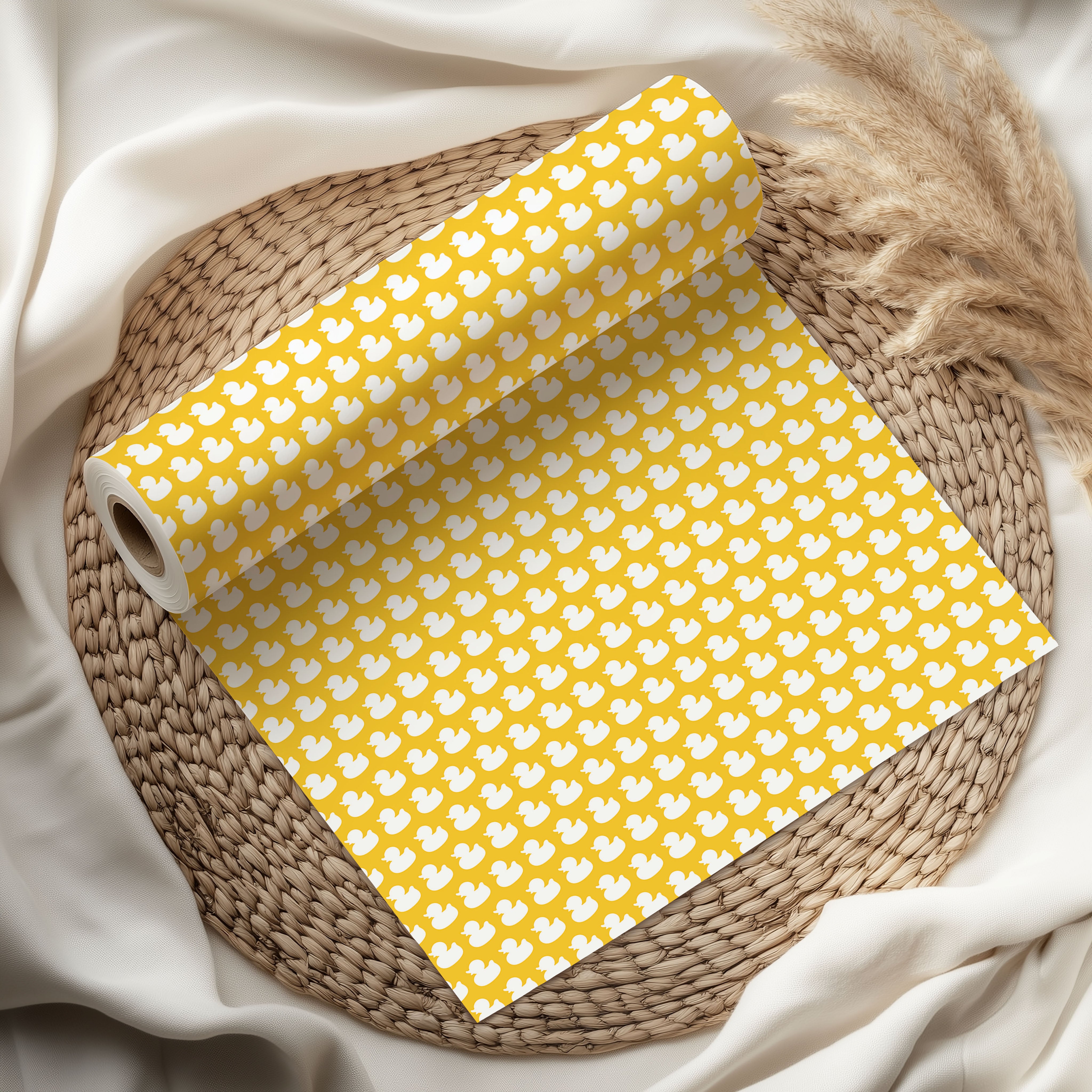 Yellow & White Duck Silhouette Gift Wrapping Paper Sheets – Pack of 2 50x70cm