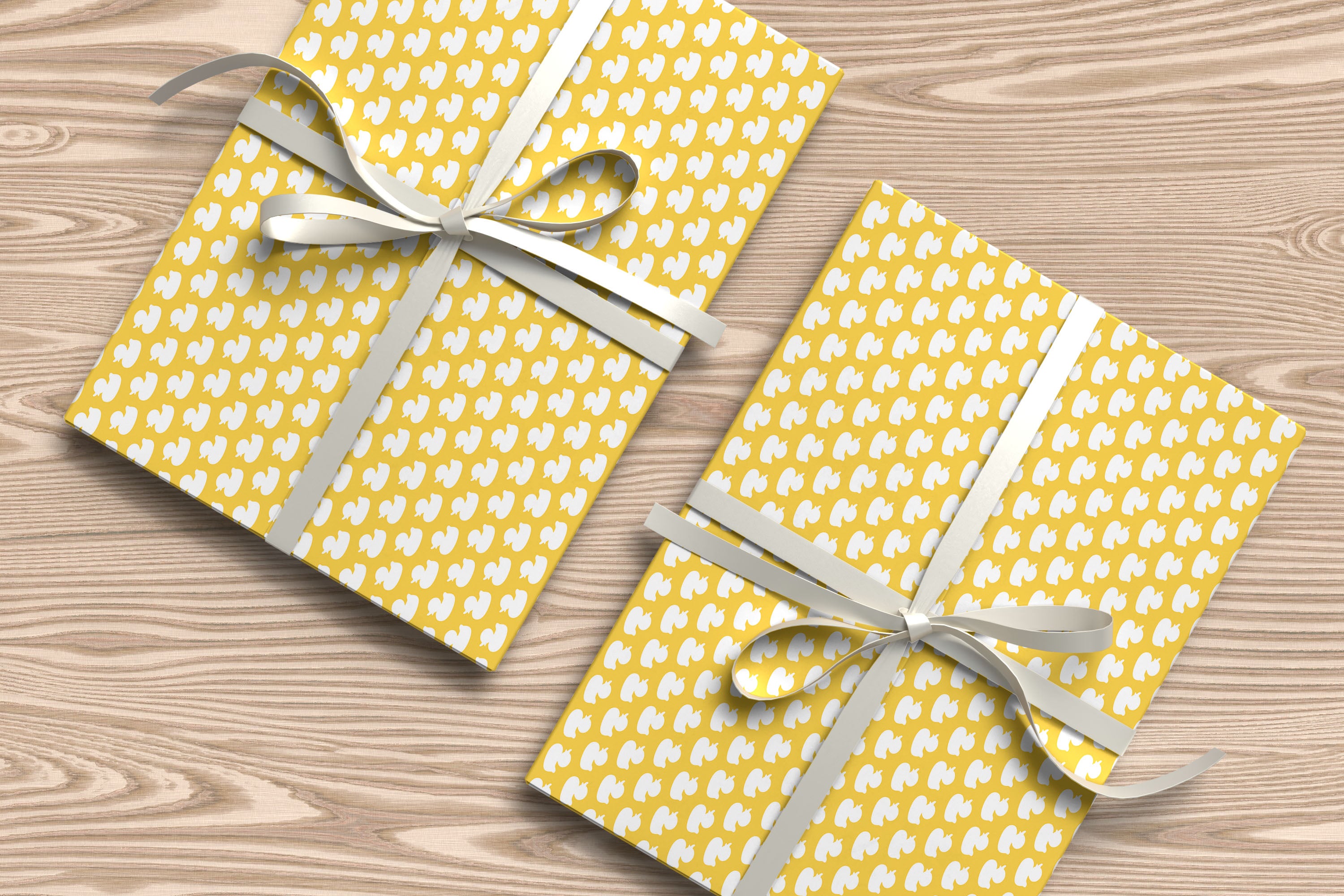 Yellow & White Duck Silhouette Gift Wrapping Paper Sheets – Pack of 2 50x70cm