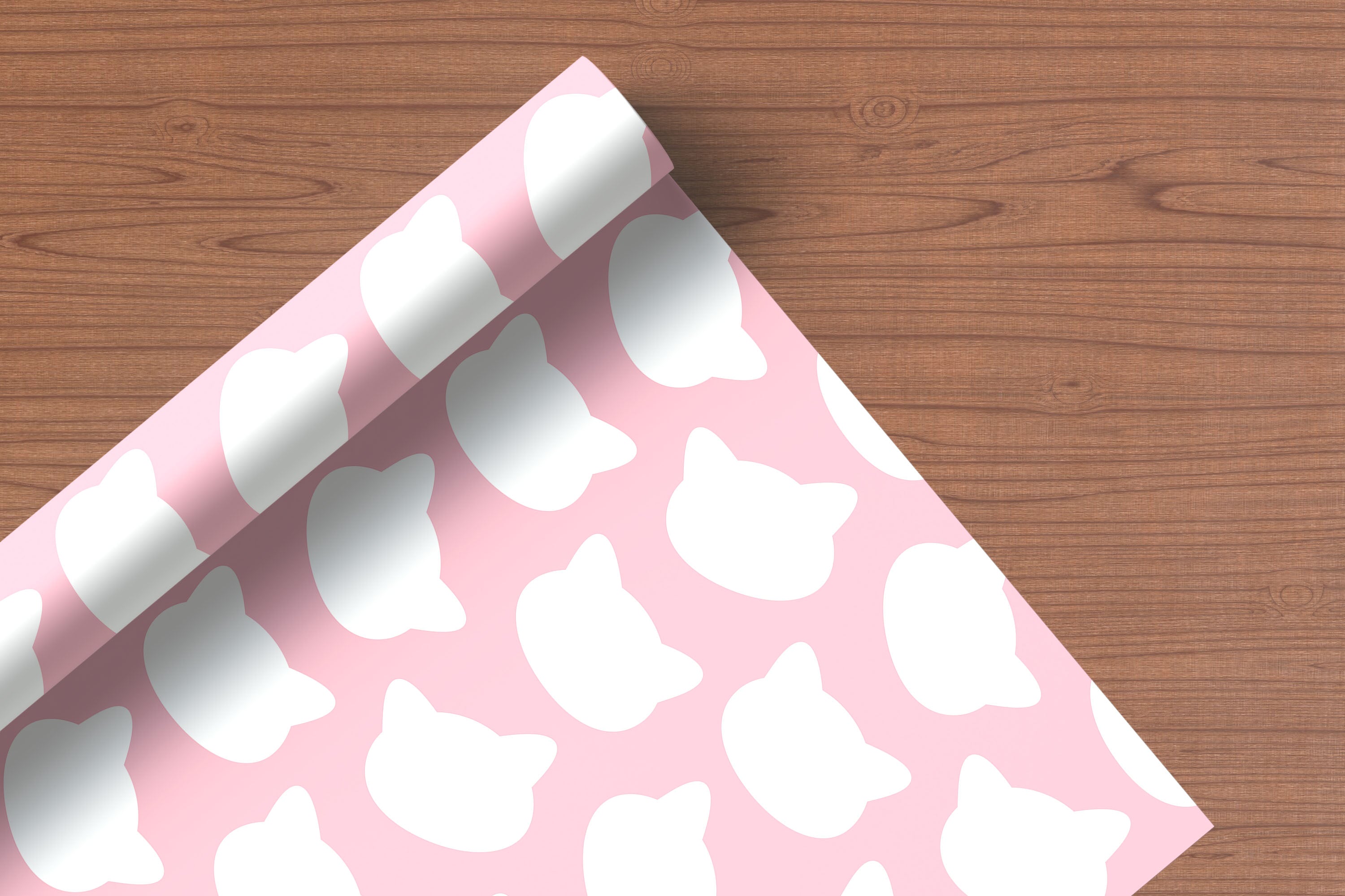 Pink & White Cat Silhouette Gift Wrapping Paper Sheets – Pack of 2 50x70cm