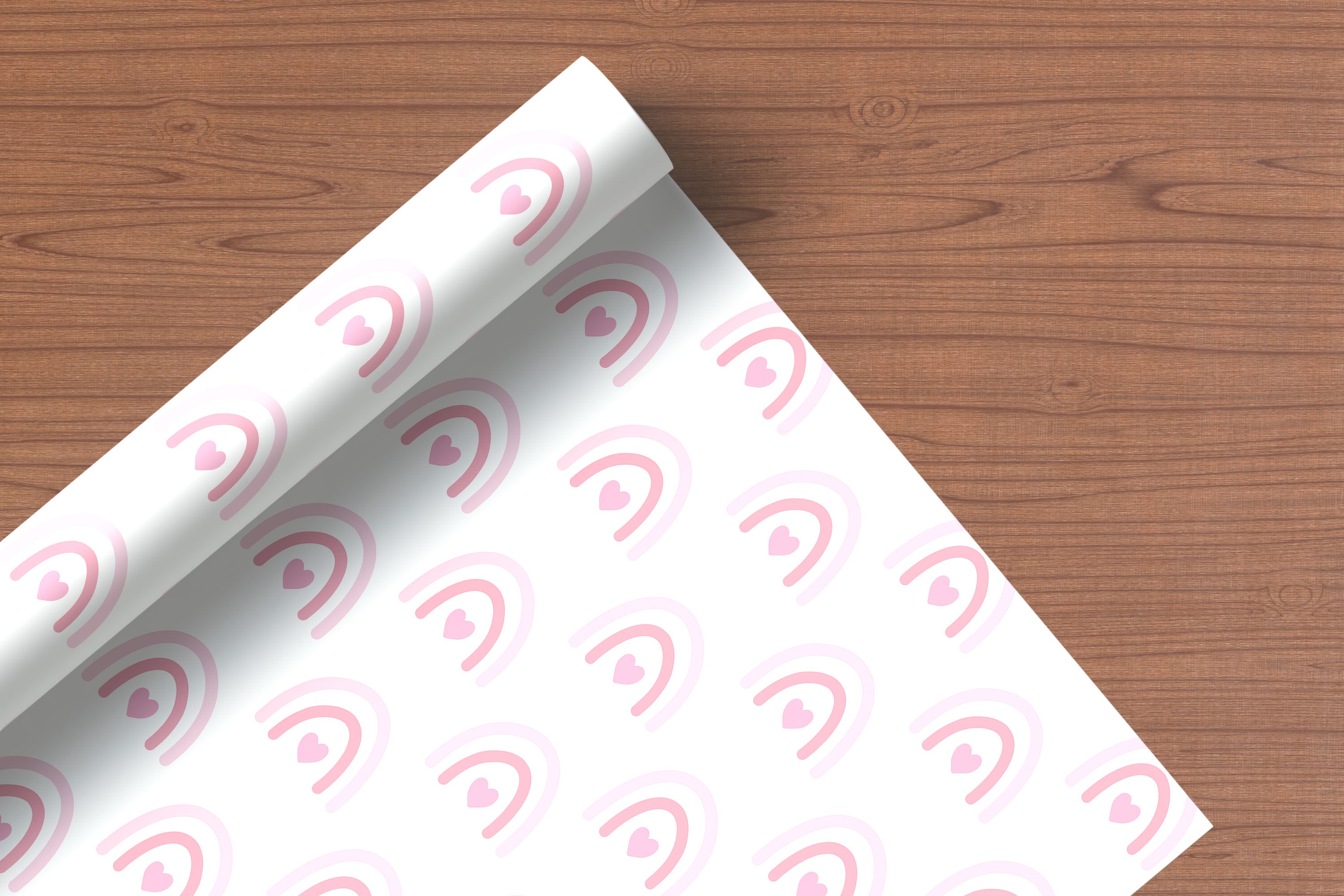 Pink Boho Rainbow & Heart Gift Wrapping Paper Sheets – Pack of 2 50x70cm