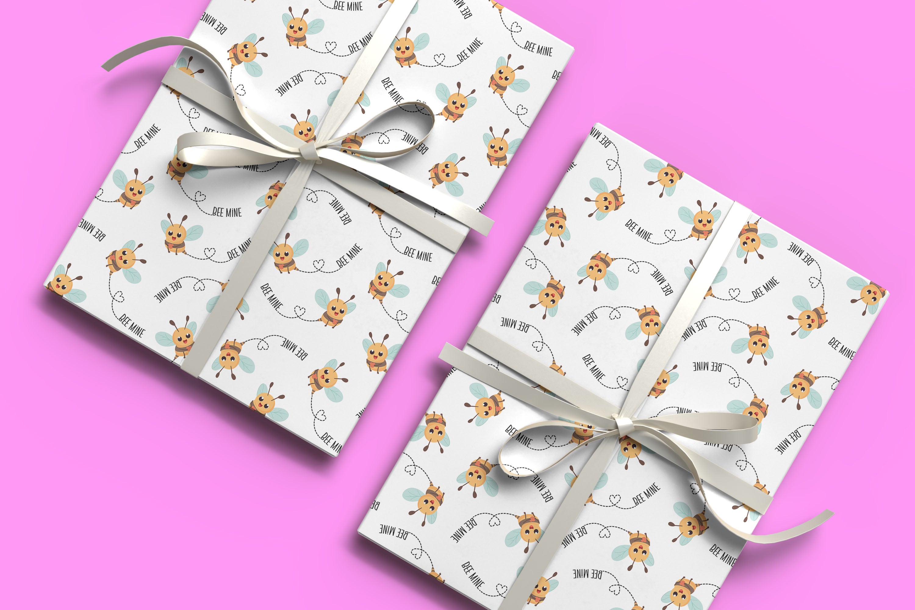 Bee Mine Pattern Wrapping Paper Custom Printed Gift Wrap