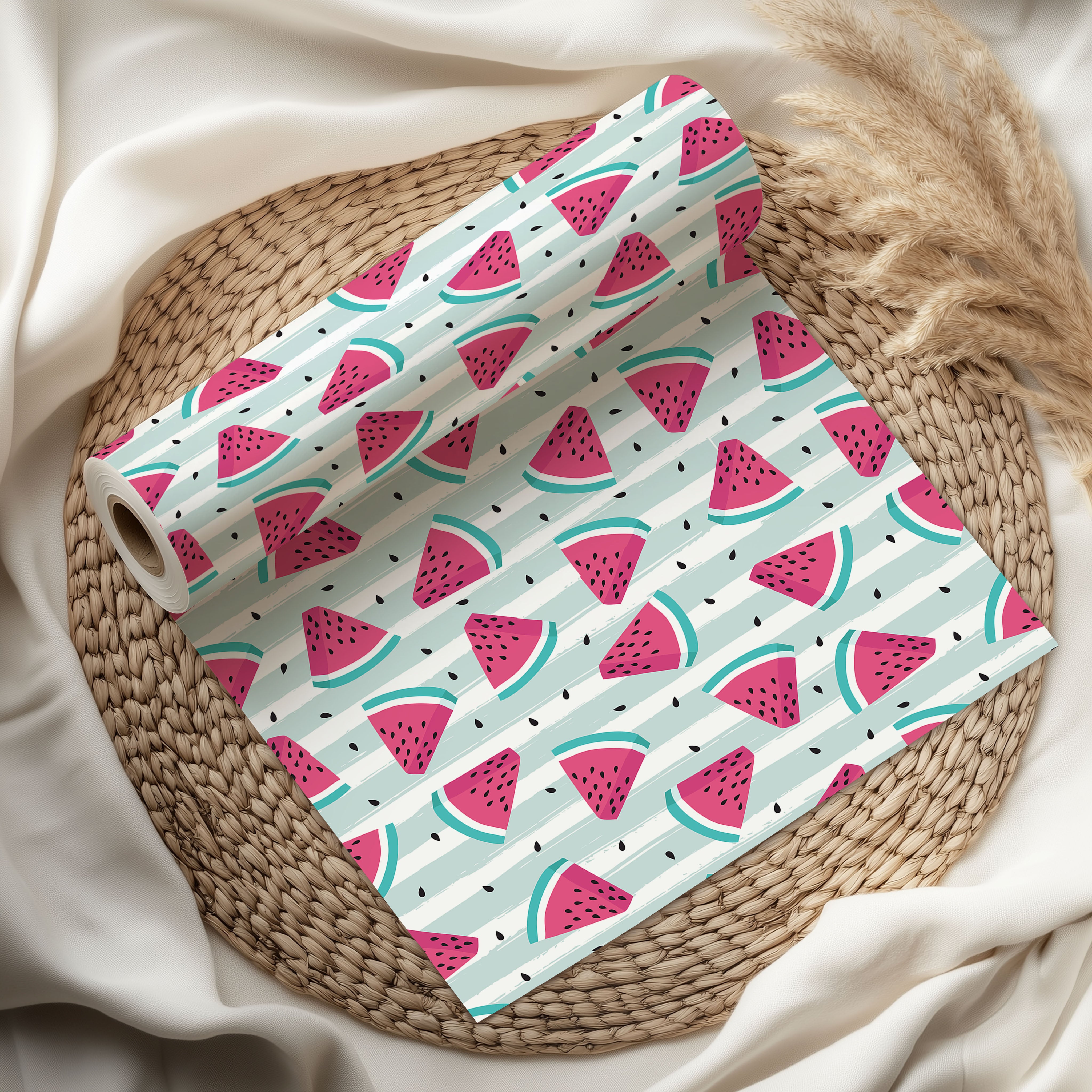 Watermelon Slices & Stripes Gift Wrapping Paper Sheets – Pack of 2 50x70cm